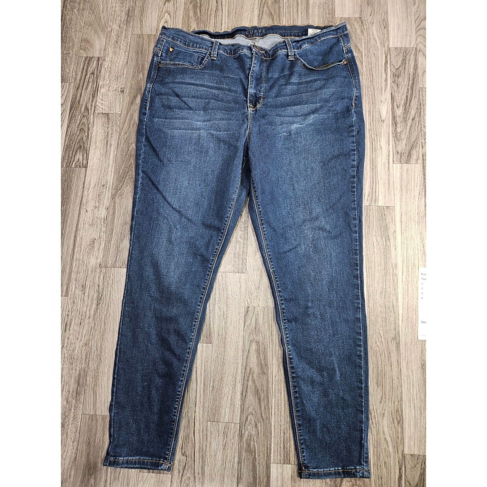 Curve Appeal Essential Skinny Jeans Women 20W Dark Wash Stretch Denim